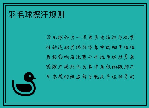 羽毛球擦汗规则